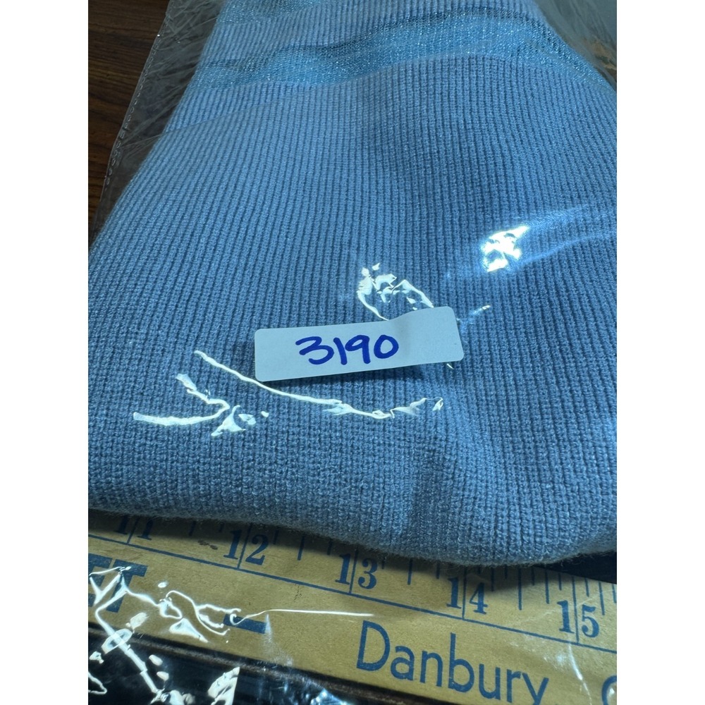 Sioni Blue Short Sleeve Knit Sweater Medium Stretch Sheer Mesh Inlay Cottagecore - Picture 11 of 12